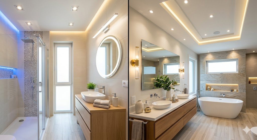 bathroom lighting layout ideas layered lighting example small and large bathroom