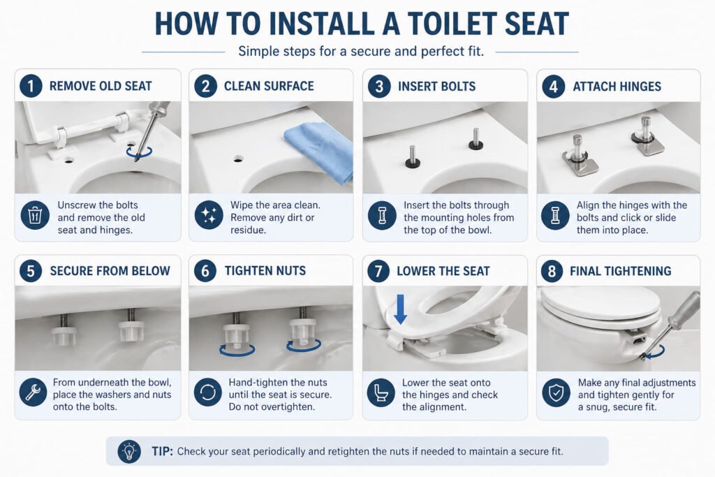 Step by step toilet seat installation process overview