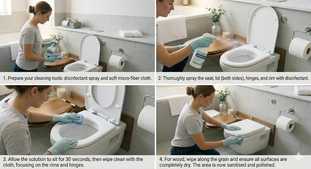 Step-by-step guide on how to clean and maintain toilet seats properly