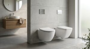 D-Shaped vs Square Toilet Seats comparison showing two different modern toilet seat designs in a clean bathroom setting