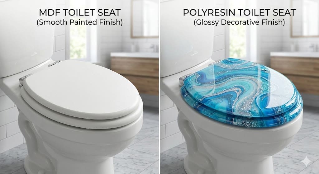 MDF vs Polyresin toilet seats comparison in a modern bathroom