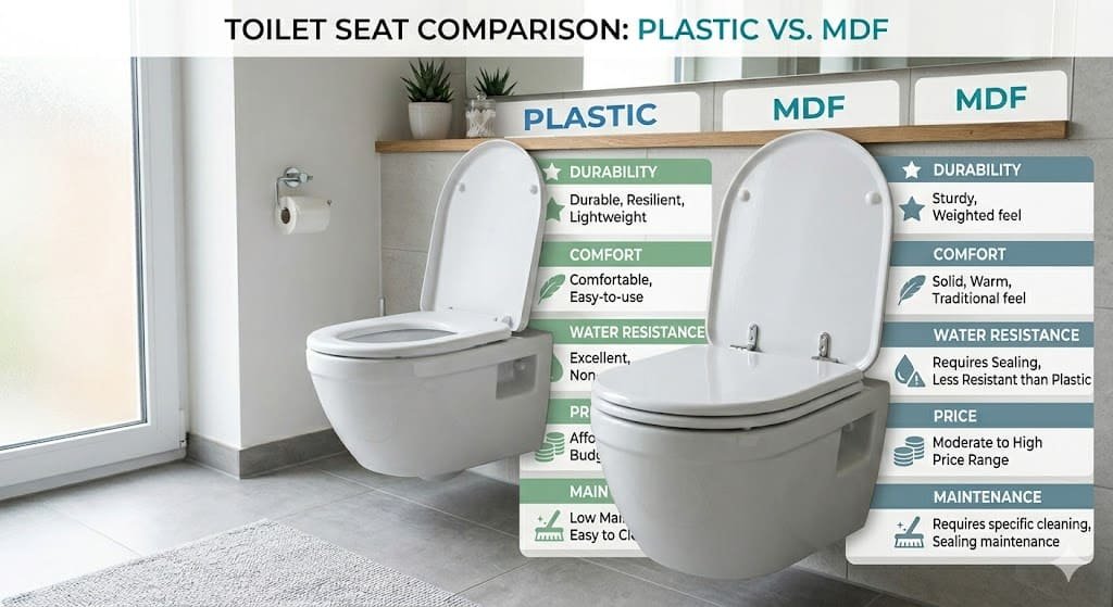 Plastic vs MDF toilet seats key differences comparison chart