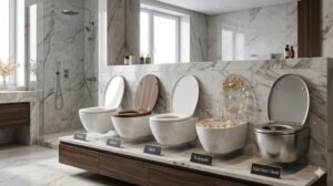 Toilet seat materials explained with plastic, wood, MDF, polyresin, and stainless steel options