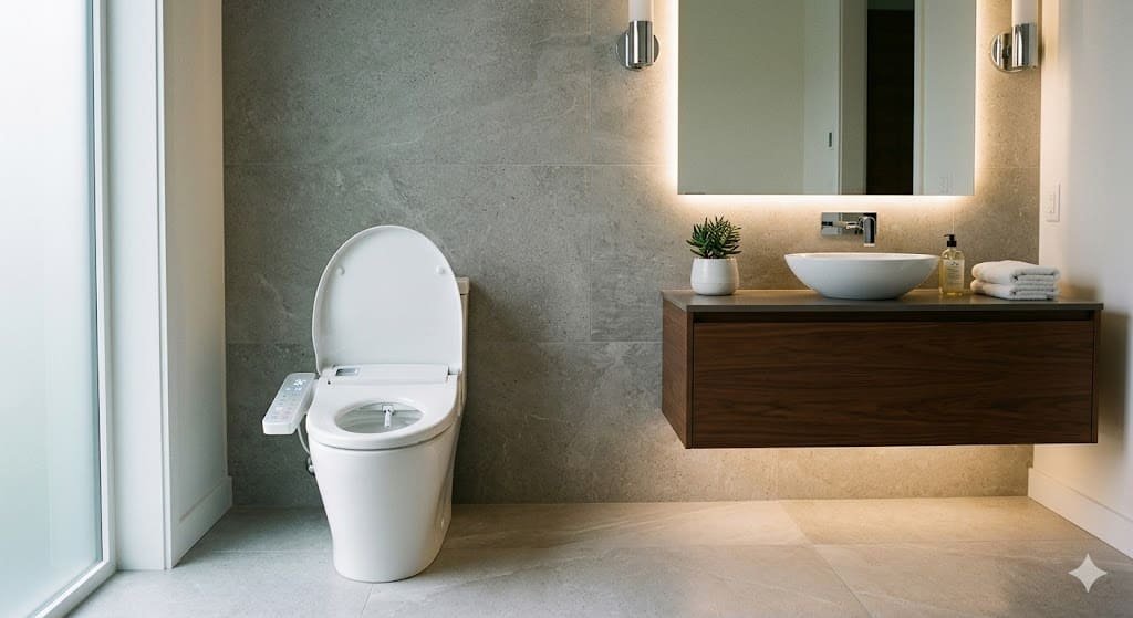 Modern bidet toilet seat with advanced cleaning features