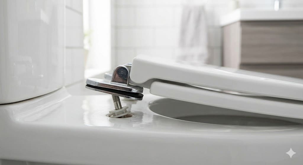 Loose toilet seat hinges causing side-to-side sliding movement