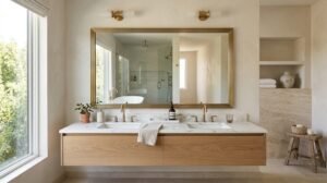Bathroom mirror styles in a modern luxury bathroom